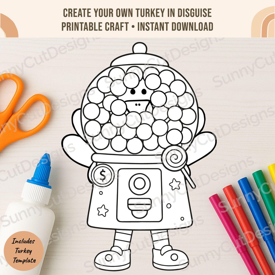 Disguise a Turkey Gumball Machine Blank Template Disguise