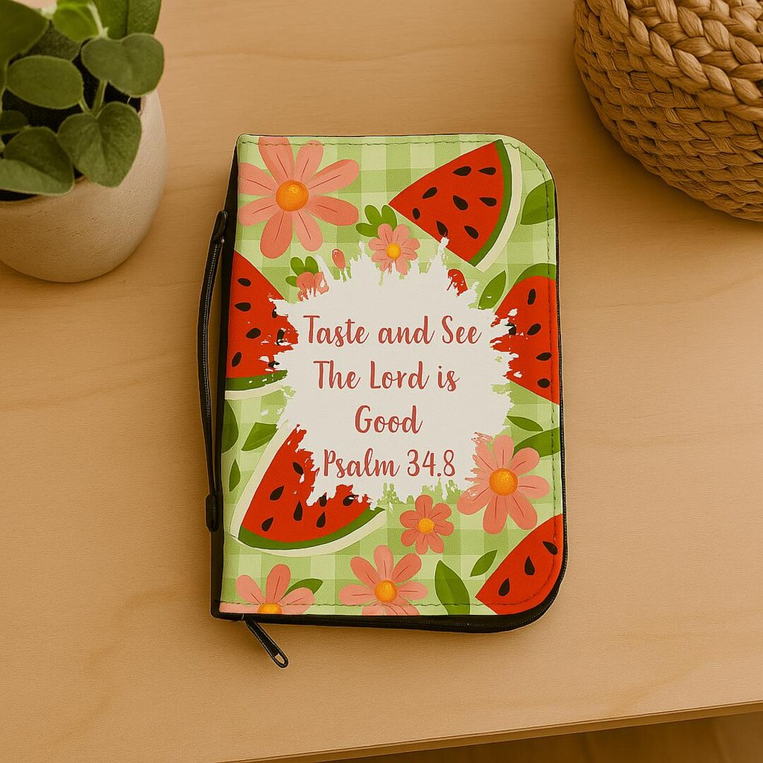 Watermelon Scripture Watermelon Floral Bible Cover, Psalm 34:8, Christian Gift - Etsy