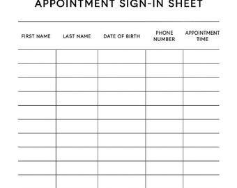 Utskrivbart inloggningsformulär för möten | Klinikens receptionslogg | PDF-nedladdning | HIPAA-vänligt | Printz with Purpose
