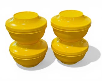 New Tupperware Oriental Bowls Set of 4 12oz Yellow Kitchen Food Storage