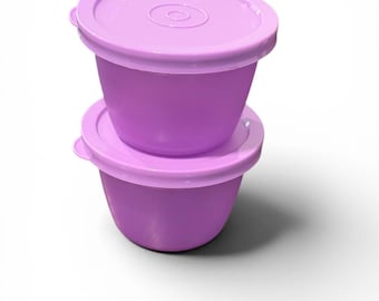 TUPPERWARE 5 OZ Kit Kups Tapered Snack Cups Set Purple Containers Lids New