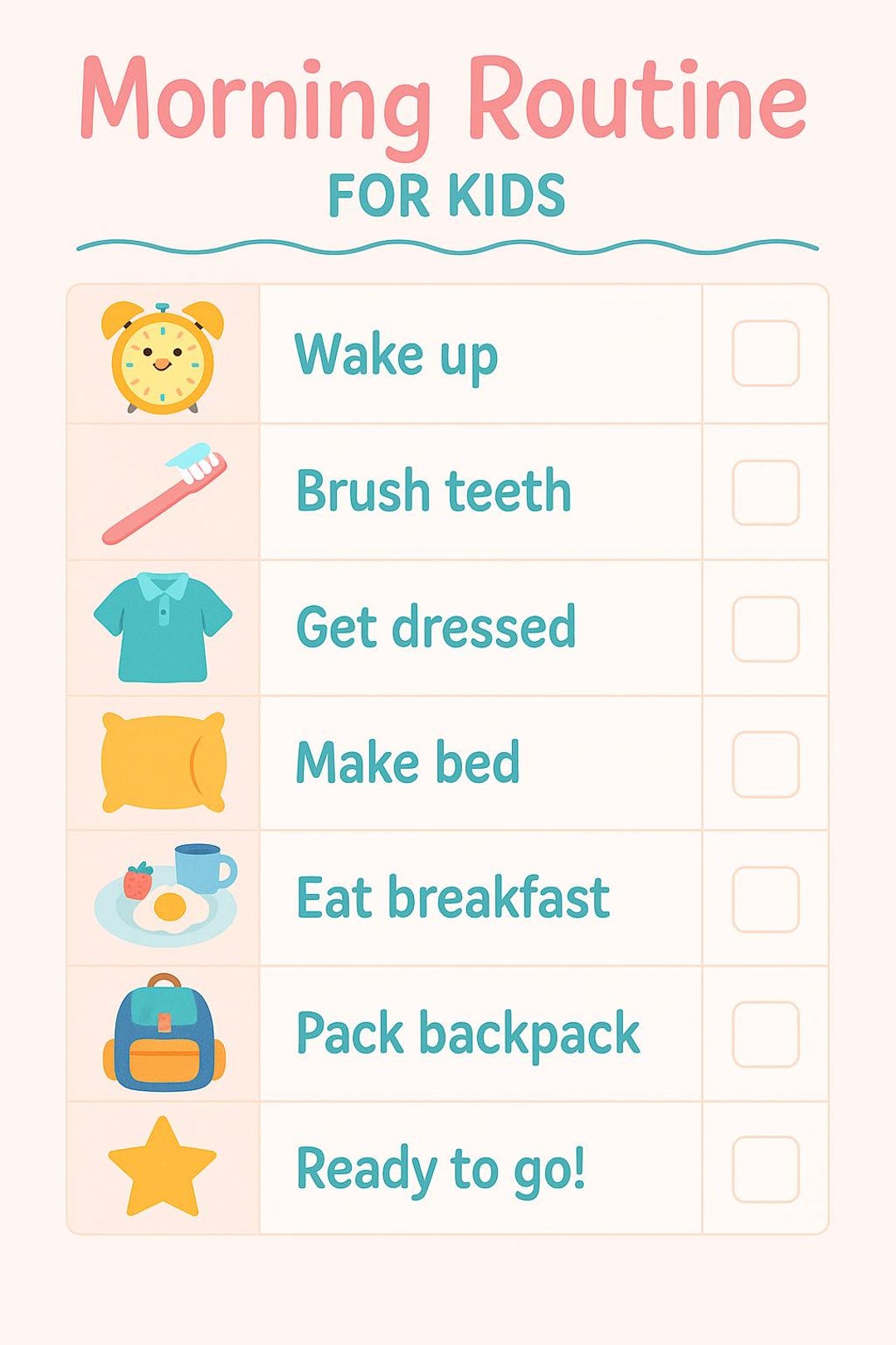 Kids Morning Routine Chart: Daily Checklist, Visual Schedule (PDF & PNG ...