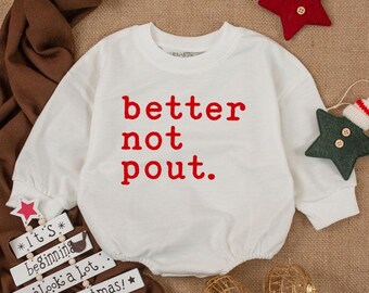 Better Not Pout Christmas Baby Romper – Retro Santa Outfit