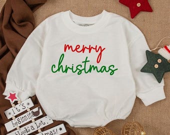 Handmade Merry Christmas Baby Romper – Soft Holiday Outfit