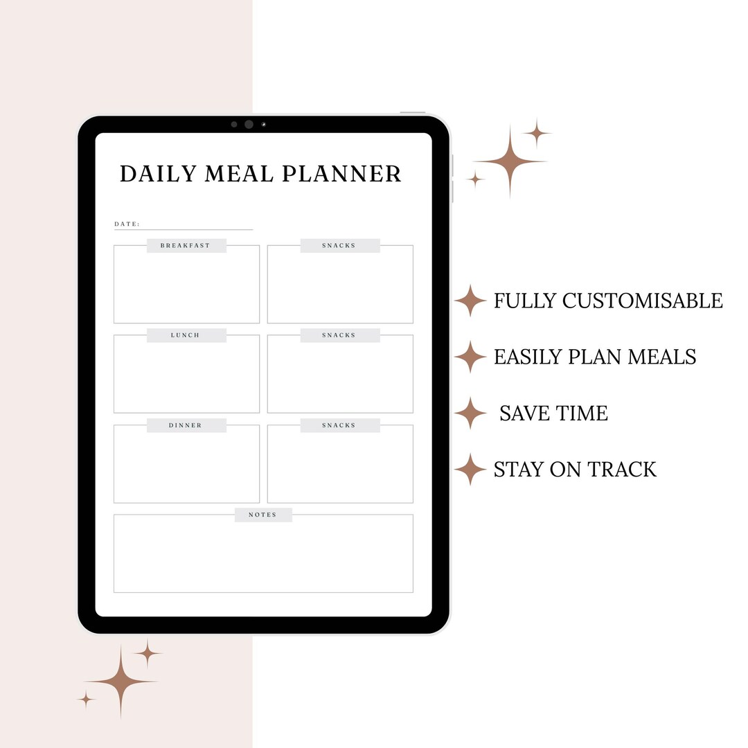 Editable Meal Planner Canva Template Weekly & Monthly Planner, Calorie ...