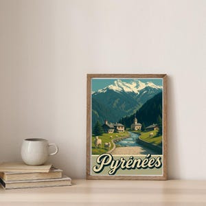 Pirenei, nel cuore delle vette e del tempo | Manifesto Art Déco d'epoca | Francia | Poster vintage stampabili | Download digitale | kiwi