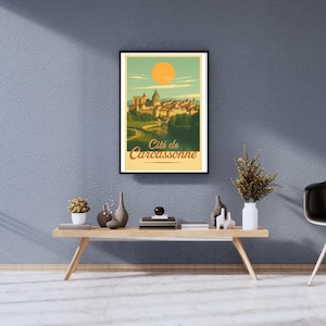 City of Carcassonne — Journey to Cathar Land | Vintage Art Deco Poster | France | Printable Vintage Posters | Digital Download | Kiwi