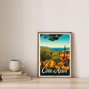 Évasion ensoleillée sur la Côte d’Azur | Affiche Vintage Art Déco | France | Printable Vintage Posters | Digital Download | Kiwi