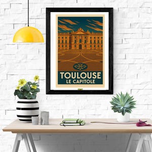 Toulouse, le charme du Capitole | Affiche Vintage Art Déco | France | Printable Vintage Posters | Digital Download | Kiwi