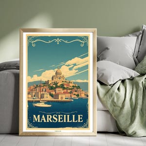 Marseille, zwischen Himmel und Meer | Vintage Art-Deco-Poster | Frankreich | Druckbare Vintage-Poster | Digitaler Download | Digitaldrucke | Kiwi