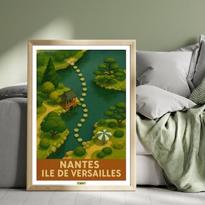 Nantes, le Jardin japonais de l’île de Versailles | Affiche Vintage Art Déco | France | Printable Vintage Posters | Digital Download | Kiwi