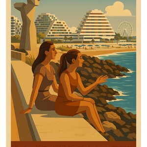La Grande Motte — Perle du Languedoc | Affiche Vintage Art Déco | France | Printable Vintage Posters | Digital Download | Kiwi
