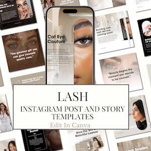 Lash Tech Instagram Templates | Lash Artist Social Media Pack | Editable Canva Kit