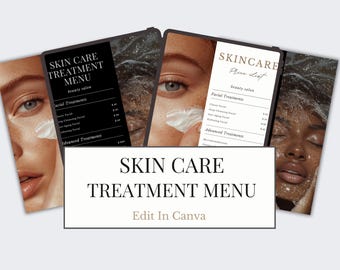 Editable Skincare Treatment Menu: Salon Price List Canva Template