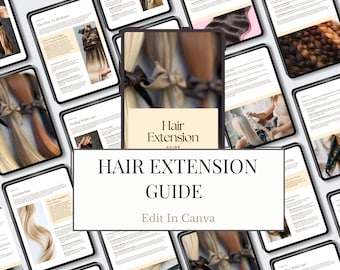 Guia de cuidados posteriores com extensões de cabelo: modelo editável do Canva (download digital)