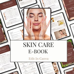 Skincare eBook Canva Template | 30-Page Editable Skin Care Guide PDF | Beauty Coach Digital Download