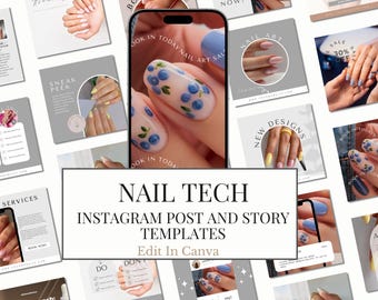 Nail Tech Instagram Templates | Nail Artist Canva Pack | Social Media Bundle