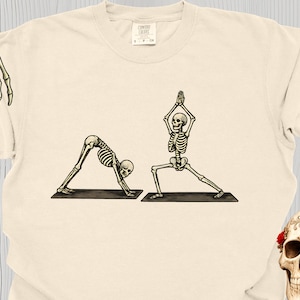 Skeletons Yoga Shirt Comfort Colors® | Funny Spooky T-shirt for Yoga Lovers | Retro Gift for Yoga Lovers & Instructors image 1