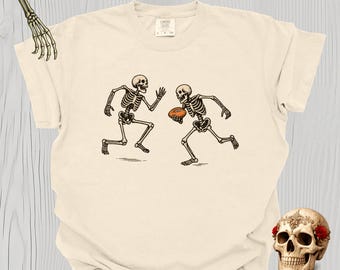 Skeleton Halloween Football Shirt Comfort Colors® | Funny Gift for Football Players | Cozy Game Day Tshirt