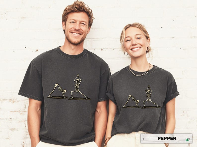 Skeletons Yoga Shirt Comfort Colors® | Funny Spooky T-shirt for Yoga Lovers | Retro Gift for Yoga Lovers & Instructors image 5