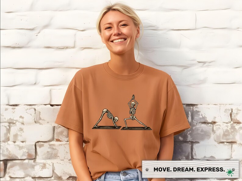 Skeletons Yoga Shirt Comfort Colors® | Funny Spooky T-shirt for Yoga Lovers | Retro Gift for Yoga Lovers & Instructors image 7