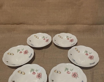 Lenox Butterfly Meadow Fruit Dessert Bowls Porcelain Set of 6
