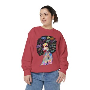 Afro Pop Art Portrait Sweatshirt | Färgglad illustration av naturligt hår