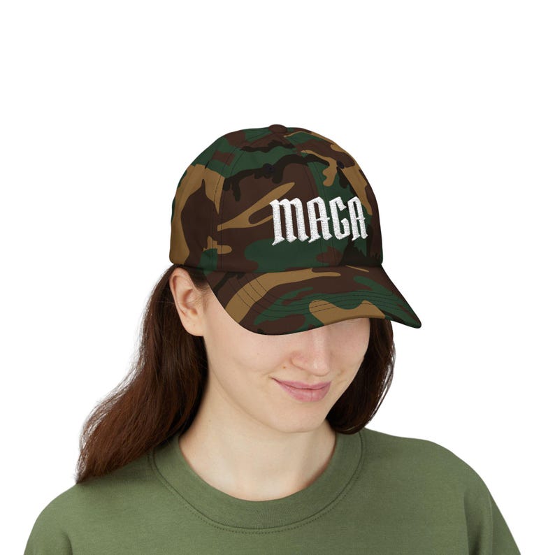 MAGA Dad Cap | Camouflage Political Baseball Hat image 9