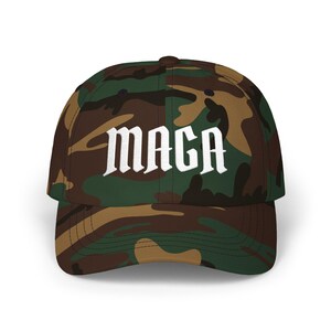 MAGA Dad Cap | Camouflage Political Baseball Hat image 1