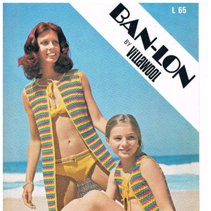 1970's Crochet bikini & Beach Coverup for Woman/Girl by Villawool