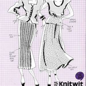 Ladies Three Variations of Skirt - Multi Sized Knitwear Patterns (Sizes 6 to 22) - Knitwit No.2000