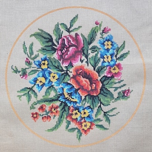 Sample Of Petit Point Stitches Handwork: Bunch Of Flower