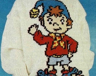 ORIGINAL Noddy - Intarsia Knitting Graph & Knitted Toy Designed by Alan Dart for Australian Women's Weekly, 1997