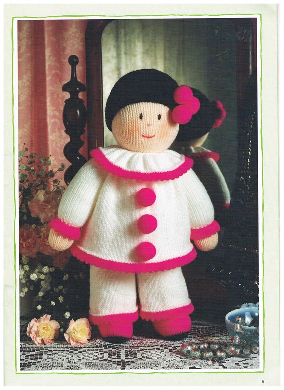 Humpty Dumpty Alice Doll Clown /& Baby Doll Double Knit Knitting Pattern.