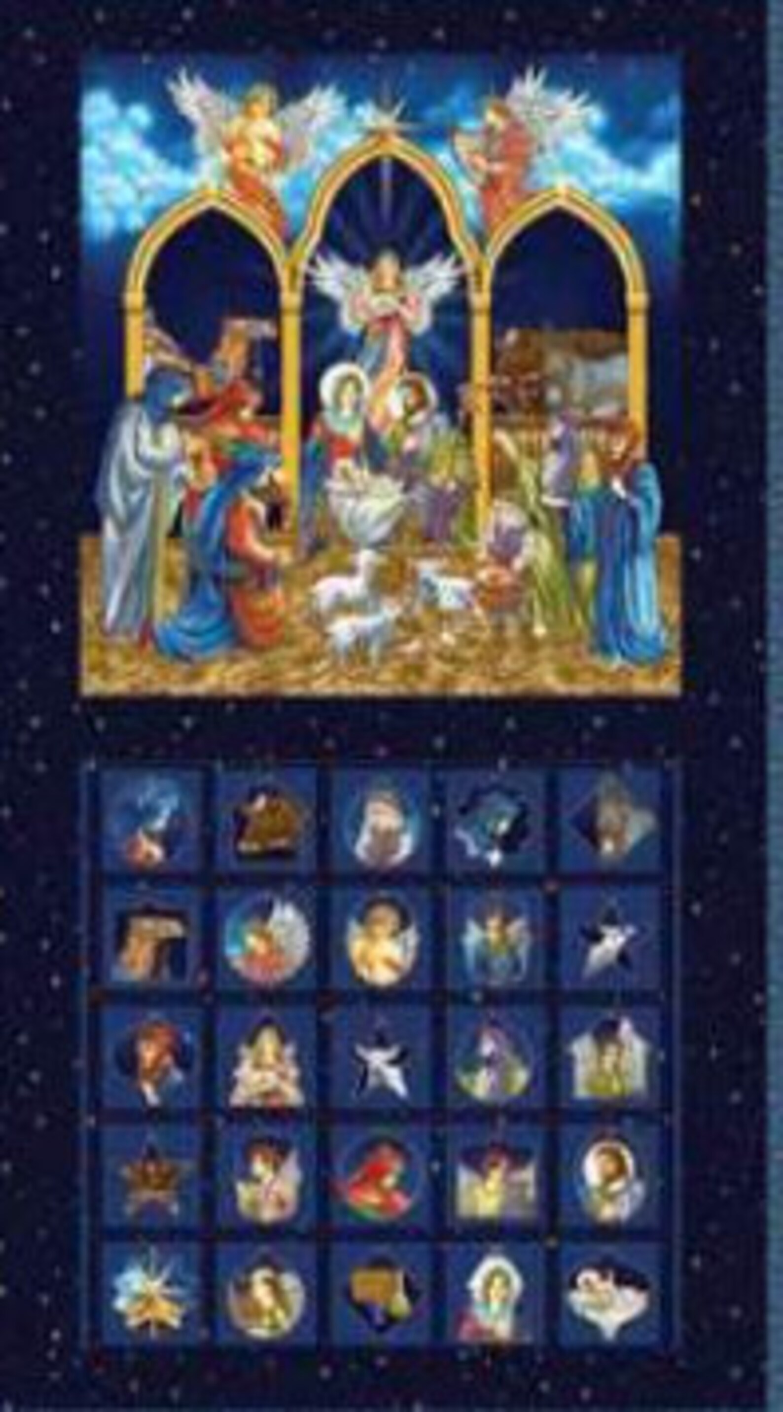 Silent Night Christmas Nativity Advent Calendar Fabric Panel Etsy