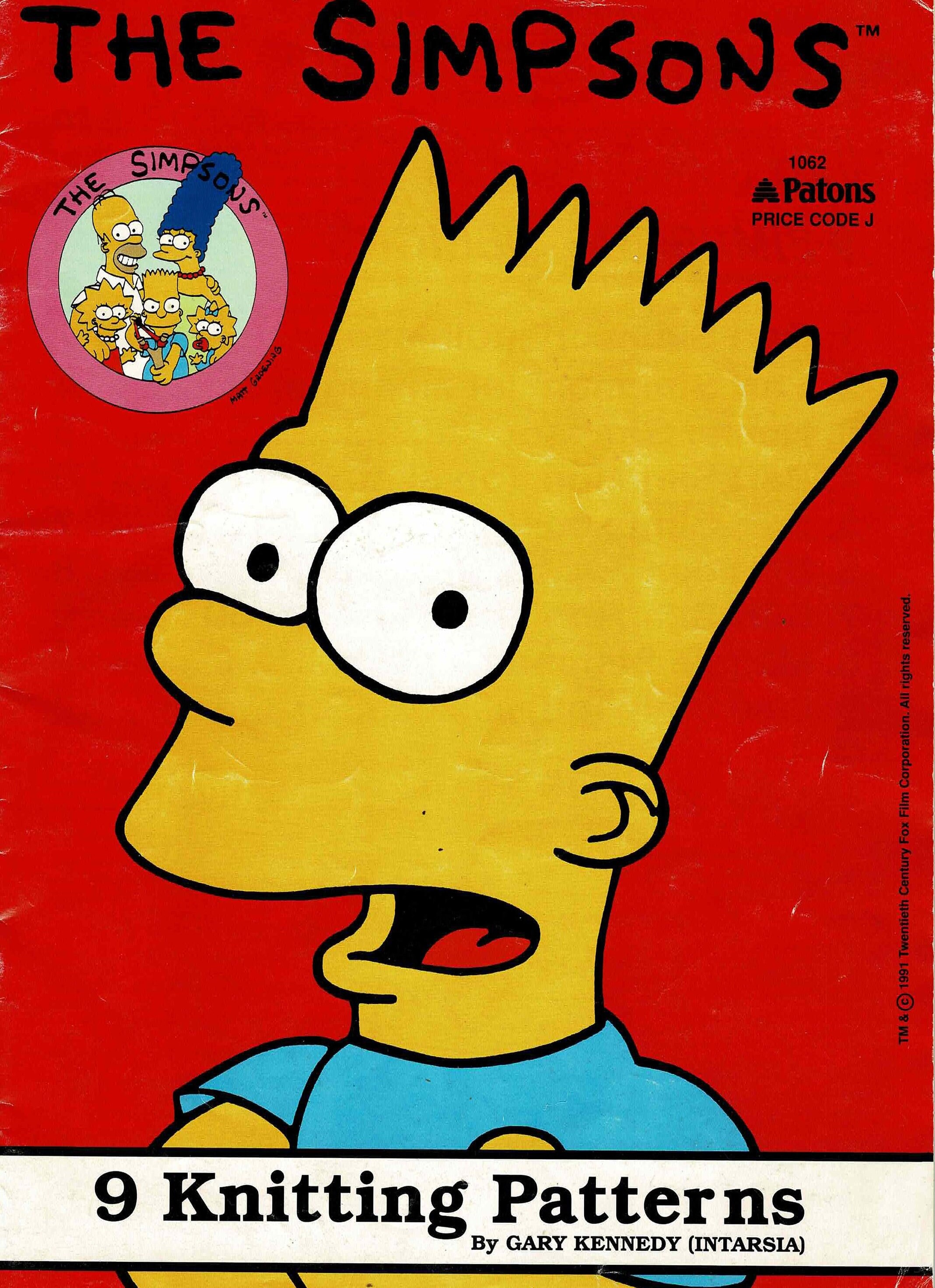 ORIGINAL the Simpsons - 9 Knitting Patterns/ 8 Ply/double Knitting