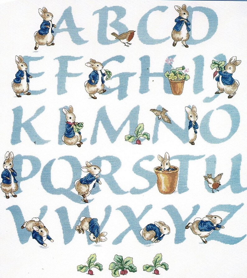 Peter Rabbit Alphabet Counted Cross Stitch Sampler Kit with Etsy