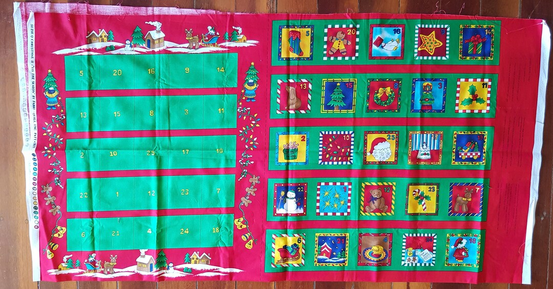 Christmas Nativity Advent Calendar Fabric Panel Designed by Fabri Quilt