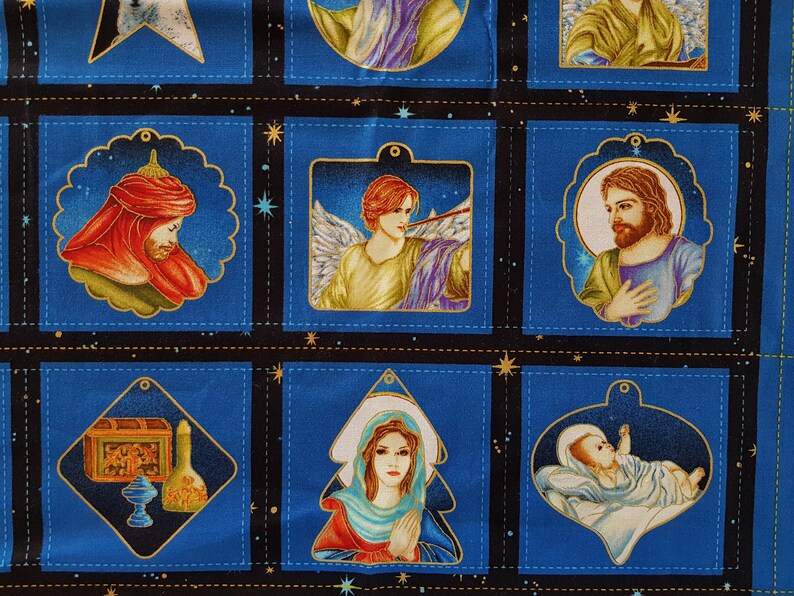 Silent Night Christmas Nativity Advent Calendar Fabric Panel Etsy