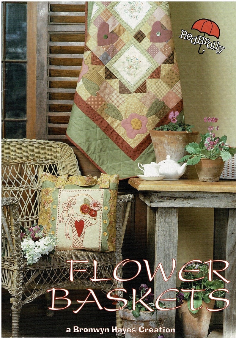 Flower Baskets a Bronwyn Hayes Quilting/Stitchery Pattern Red Brolly image 1