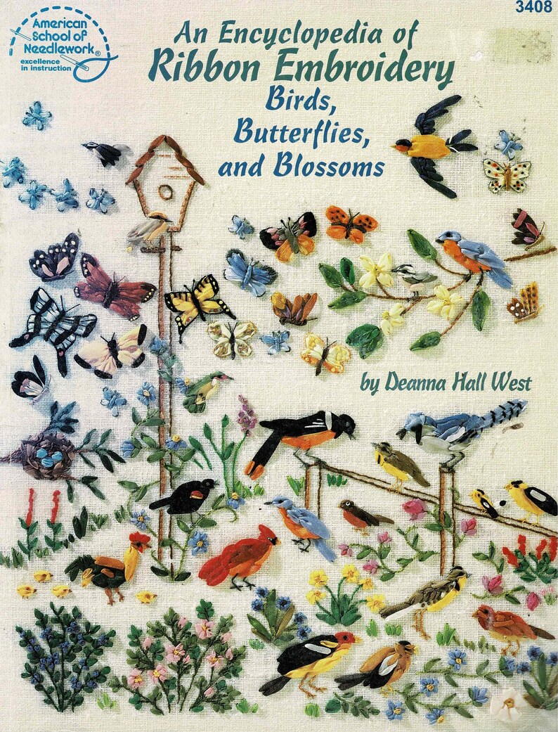 An Encyclopedia of Ribbon Embroidery Birds Butterflies and Etsy Canada
