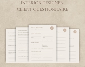 Interior Design Client Questionnaire: Editable Canva Template, Minimalist Style (PDF Download)