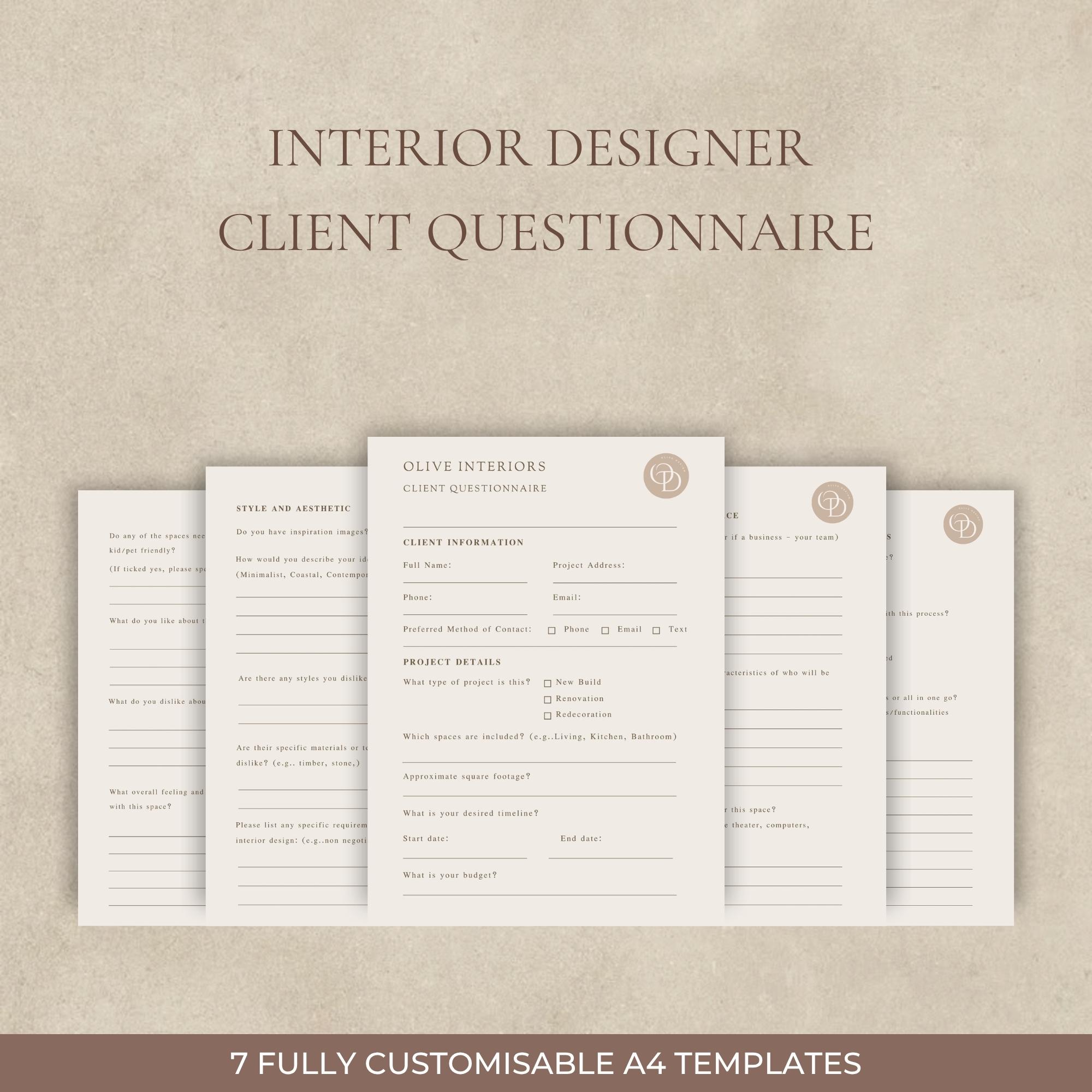 Interior Design Client Profile Form