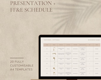 Interior Design FF&E Schedule Template: Editable Canva Mood Board (Digital Download A4 Size)