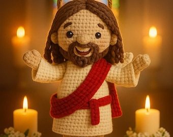 Handmade Crochet Jesus Doll: Amigurumi Religious Gift