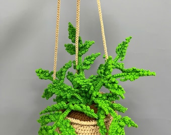 Crochet Fern Hanging Plant: Boho Macrame Home Decor