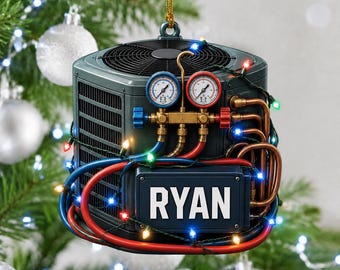Personalized HVAC Air Conditioner Unit Xmas Ornament, Custom AC Technician Gift, Funny Electrician Holiday Decor, Unique Repairman Bauble