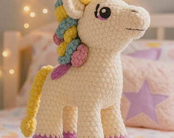Handmade Crochet Unicorn Plush: Rainbow Amigurumi Toy