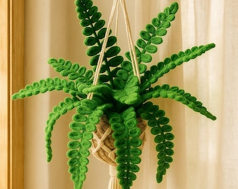 Crochet Hanging Fern: Handmade Macrame Plant, Boho Home Decor