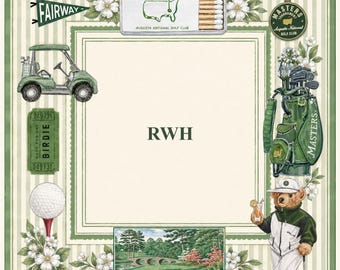 Personalized Golf Mahjong Mat, Masters Inspired Game Cover, Custom Monogram Gift